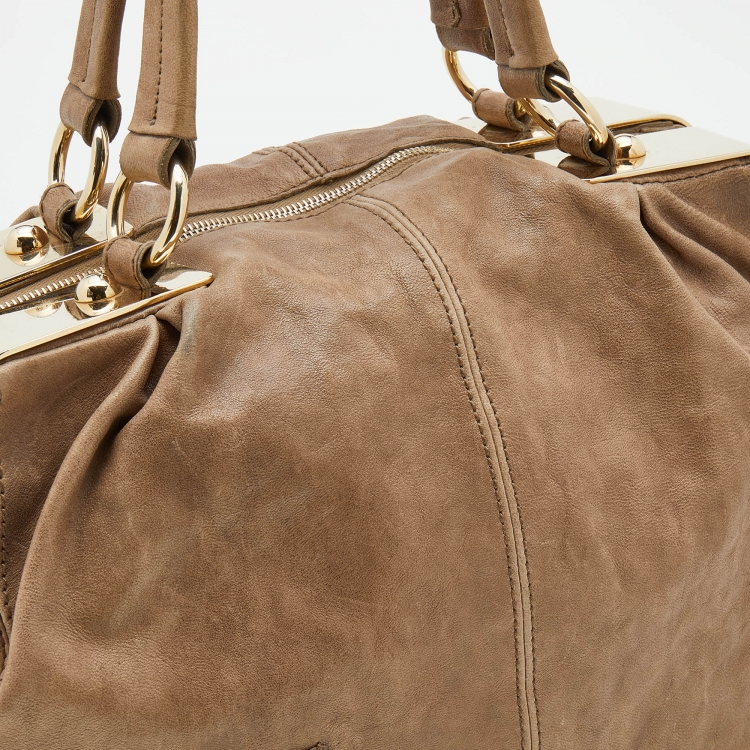 Pre Owned D&G Beige Leather Karen Shoulder Bag