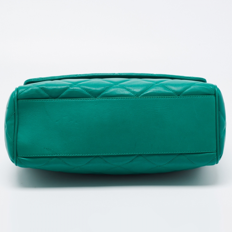 Pre Owned Dolce & Gabbana Green Quilted Leather Miss Kate Shoulder Bag
