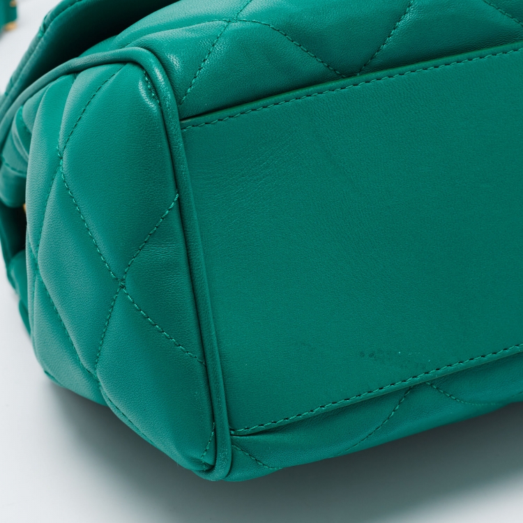 Pre Owned Dolce & Gabbana Green Quilted Leather Miss Kate Shoulder Bag