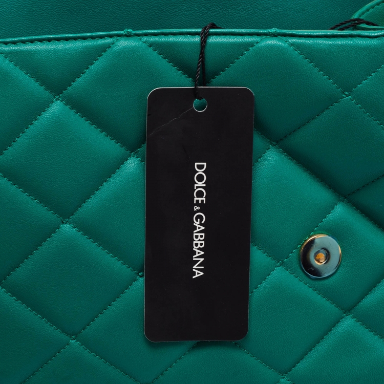 Pre Owned Dolce & Gabbana Green Quilted Leather Miss Kate Shoulder Bag