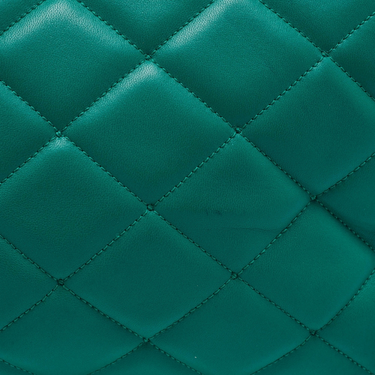 Pre Owned Dolce & Gabbana Green Quilted Leather Miss Kate Shoulder Bag
