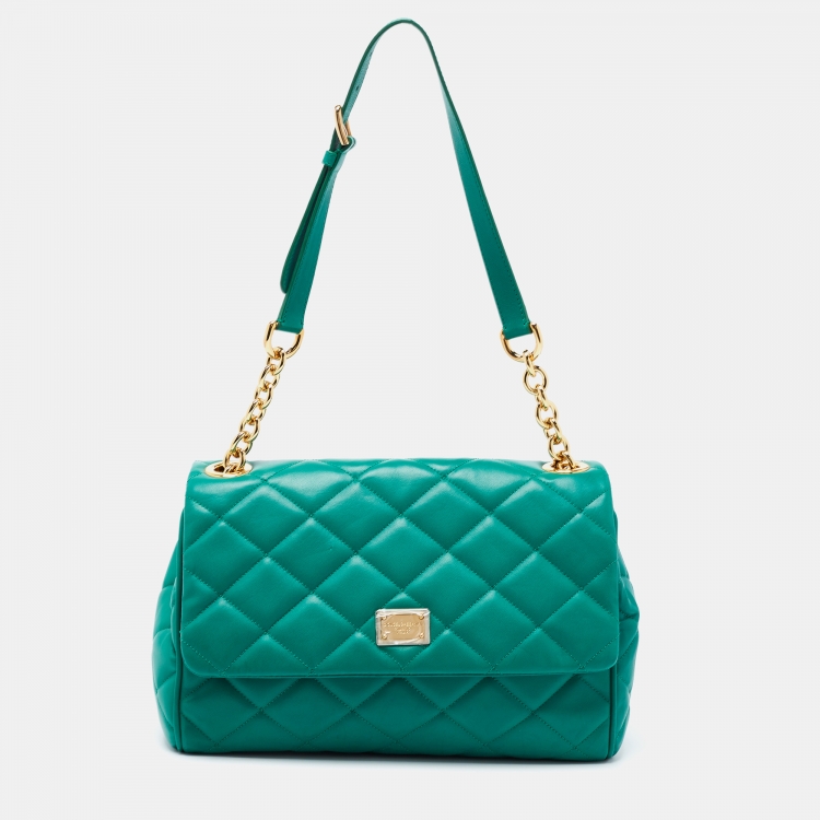 Pre Owned Dolce & Gabbana Green Quilted Leather Miss Kate Shoulder Bag