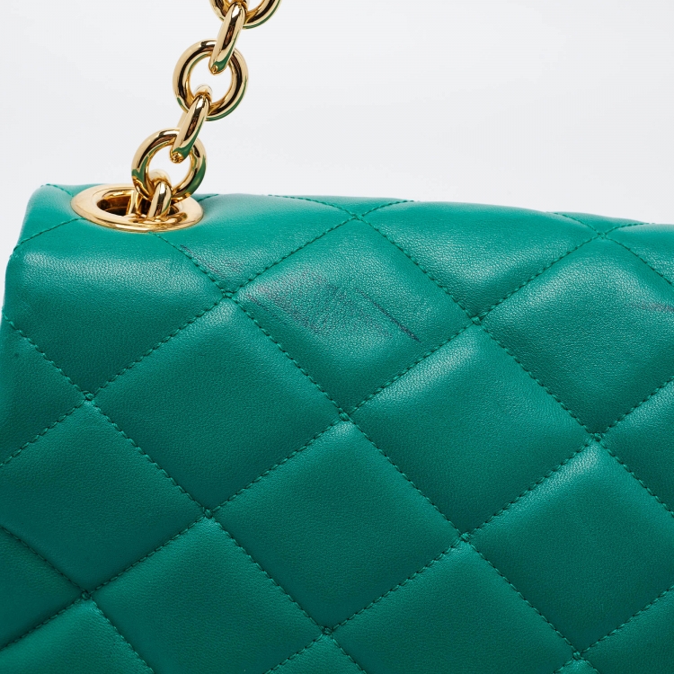Pre Owned Dolce & Gabbana Green Quilted Leather Miss Kate Shoulder Bag