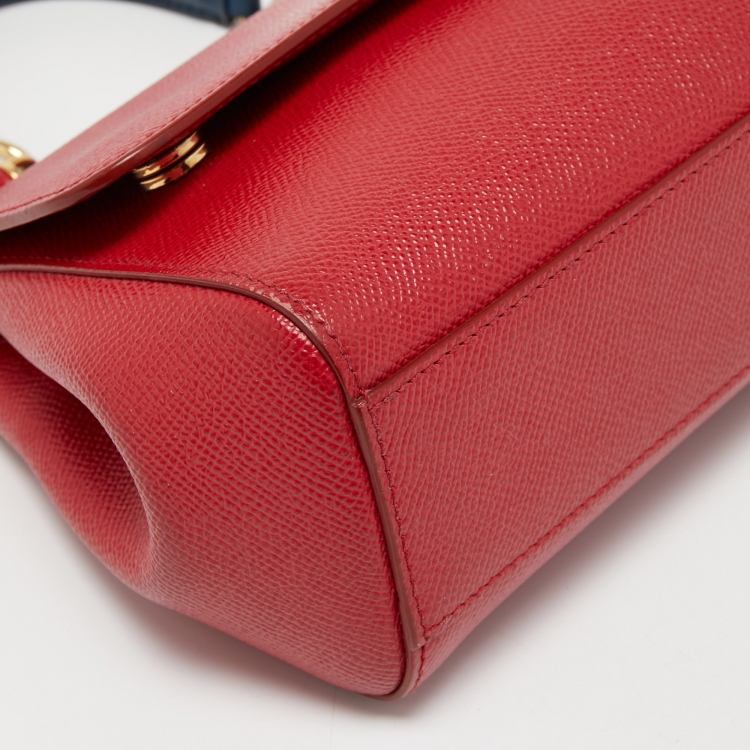 Pre Owned Dolce & Gabbana Red Leather Small Miss Sicily Top Handle Bag