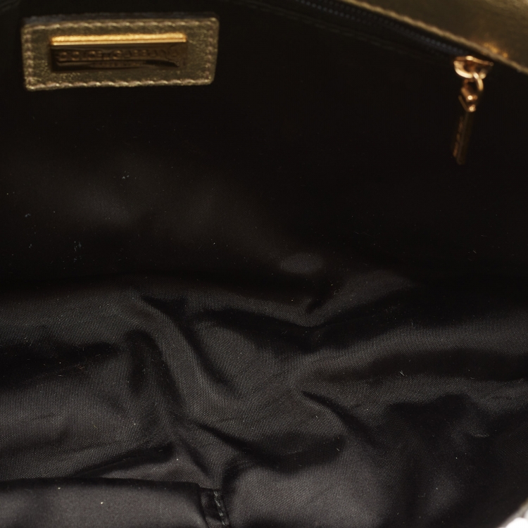 Pre Owned Dolce & Gabbana Gold/Silver Sequin Miss Charles Shoulder Bag