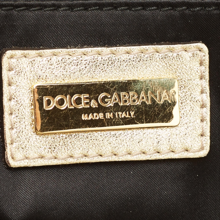 Pre Owned Dolce & Gabbana Gold/Silver Sequin Miss Charles Shoulder Bag