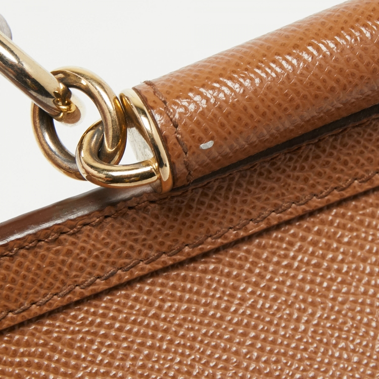 Pre Owned Dolce & Gabbana Brown Leather Medium Miss Sicily Top Handle Bag