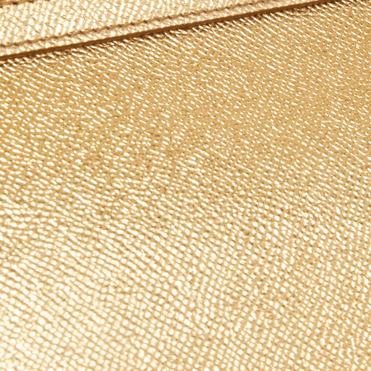Pre Owned Dolce & Gabbana Metallic Gold Leather Medium Miss Sicily Top Handle Bag
