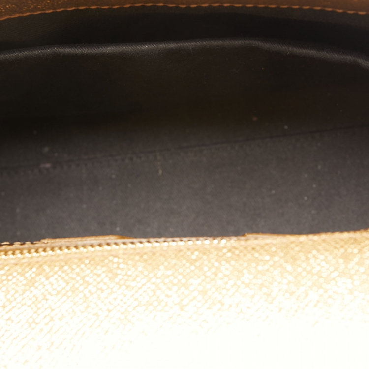 Pre Owned Dolce & Gabbana Metallic Gold Leather Medium Miss Sicily Top Handle Bag