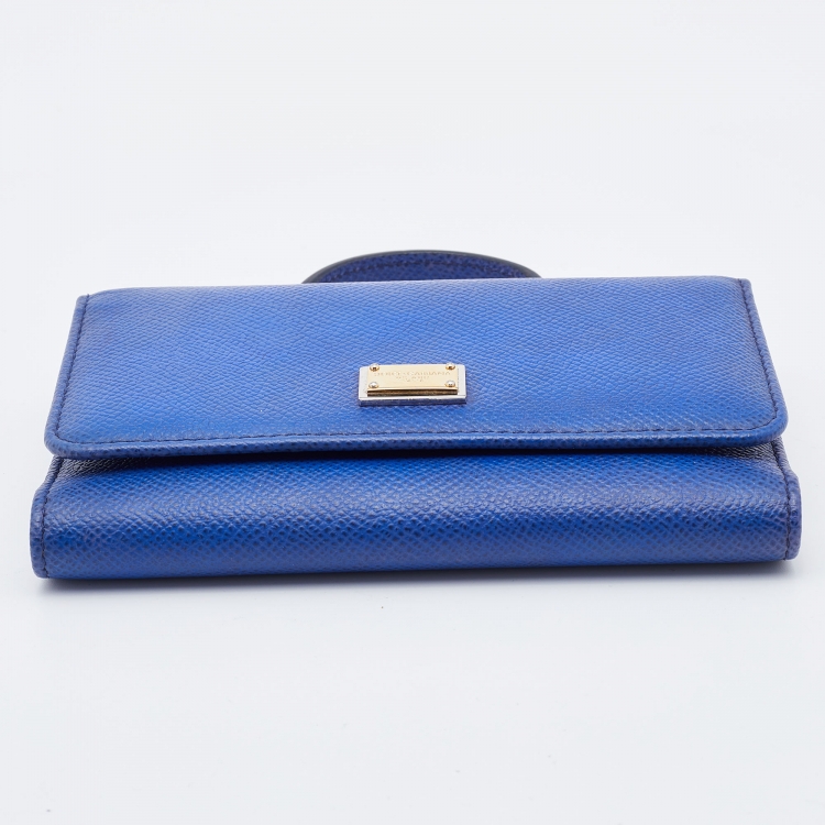 Pre Owned Dolce & Gabbana Blue Leather Miss Sicily Von Wallet on Chain