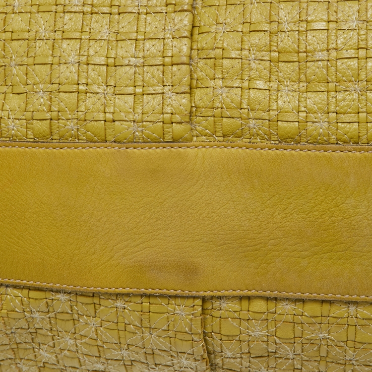 Pre Owned Dolce & Gabbana Green Woven Leather Miss Lexington Hobo