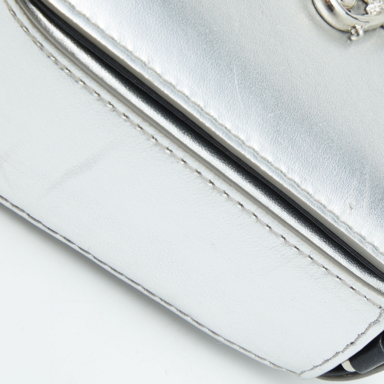 Pre Owned Dolce & Gabbana Silver Leather DG Girls Shoulder Bag