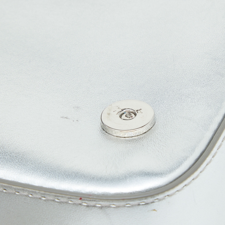 Pre Owned Dolce & Gabbana Silver Leather DG Girls Shoulder Bag