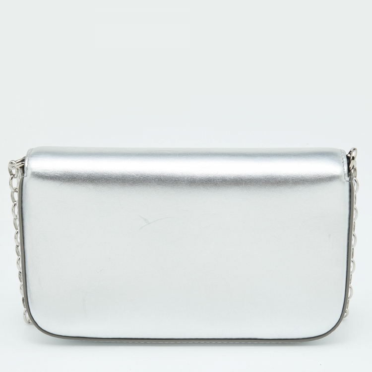 Pre Owned Dolce & Gabbana Silver Leather DG Girls Shoulder Bag