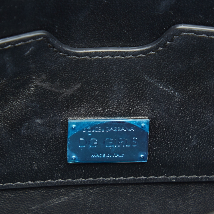 Pre Owned Dolce & Gabbana Silver Leather DG Girls Shoulder Bag