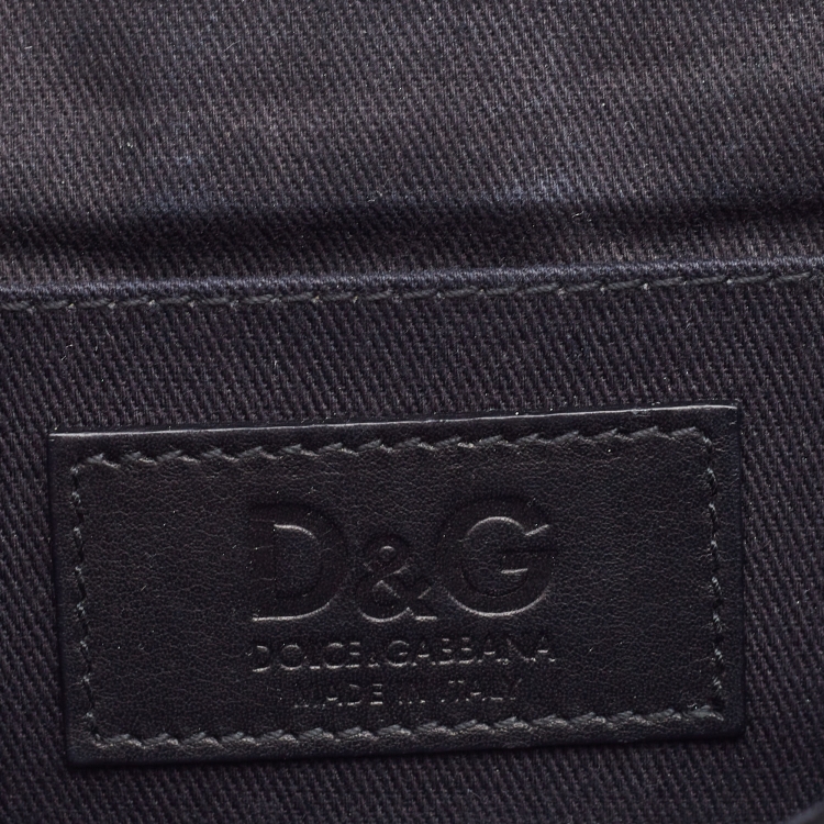 Pre Owned D&G Black Calf Hair and Leather Bubbles Chain Clutch