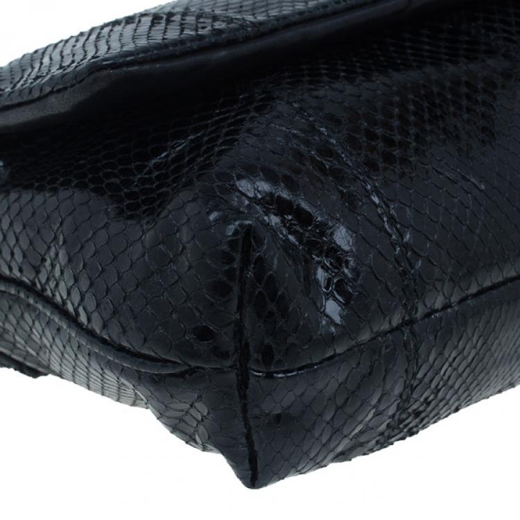 Pre Owned Dolce and Gabbana Black Python Flap Bag