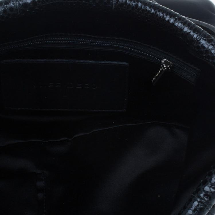 Pre Owned Dolce and Gabbana Black Python Flap Bag