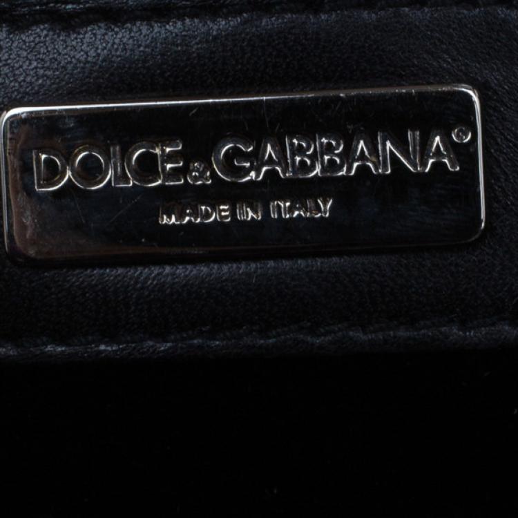 Pre Owned Dolce and Gabbana Black Python Flap Bag