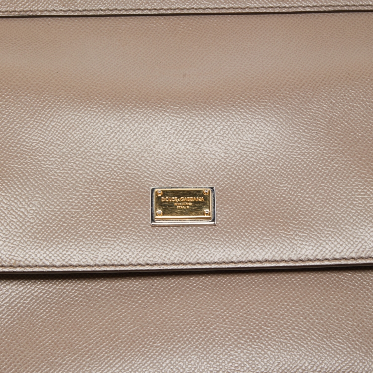 Pre Owned Dolce & Gabbana Grey Leather Medium Miss Sicily Top Handle Bag