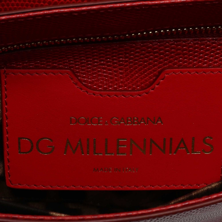 Pre Owned Dolce & Gabbana Red Lizard Embossed Leather DG Millennials Shoulder Bag