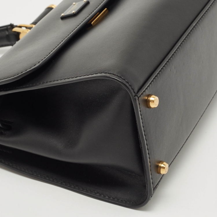 Pre Owned Dolce & Gabbana Black Leather Medium Miss Sicily 58 Top Handle Bag