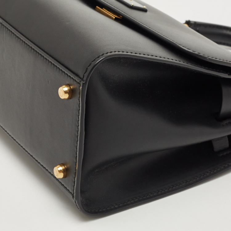 Pre Owned Dolce & Gabbana Black Leather Medium Miss Sicily 58 Top Handle Bag