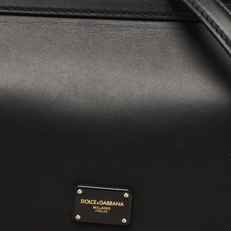 Pre Owned Dolce & Gabbana Black Leather Medium Miss Sicily 58 Top Handle Bag