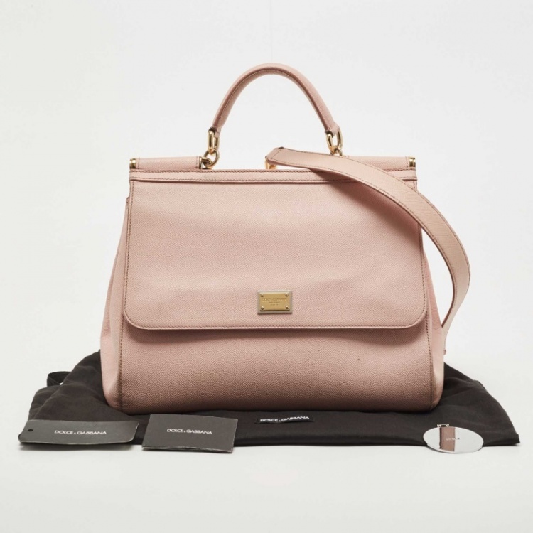 مملوكة مسبقًا Dolce & Gabbana Light Pink Leather Large Miss Sicily Top Handle Bag