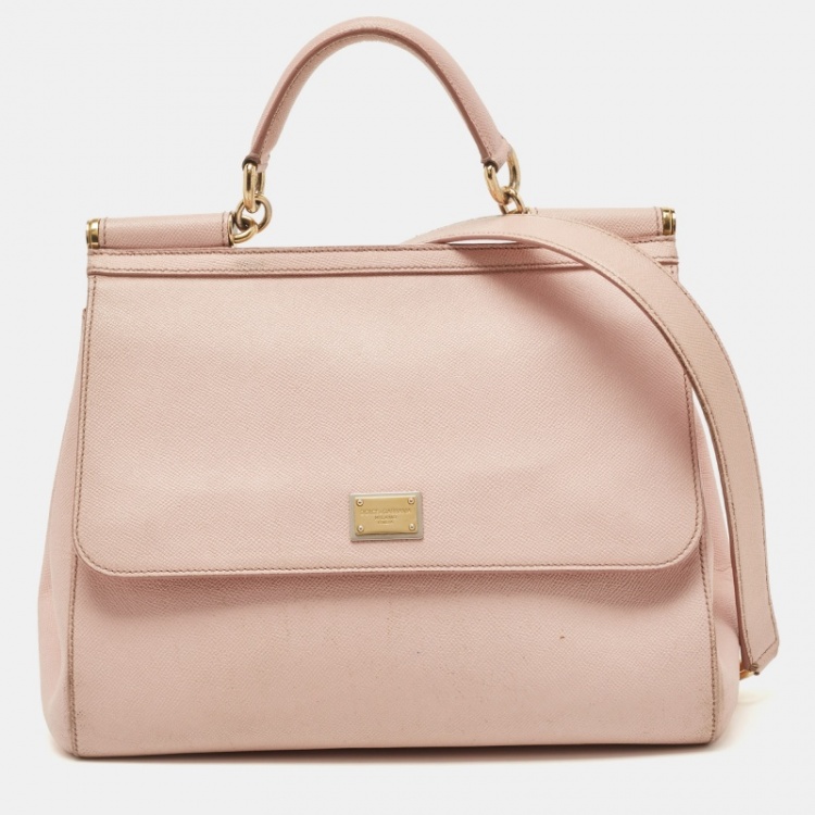 مملوكة مسبقًا Dolce & Gabbana Light Pink Leather Large Miss Sicily Top Handle Bag