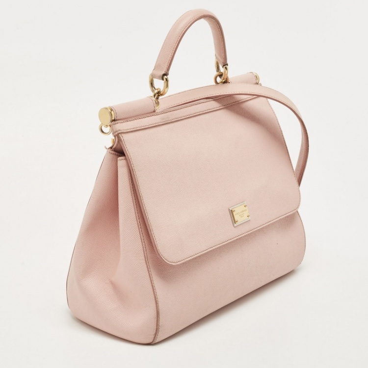 مملوكة مسبقًا Dolce & Gabbana Light Pink Leather Large Miss Sicily Top Handle Bag