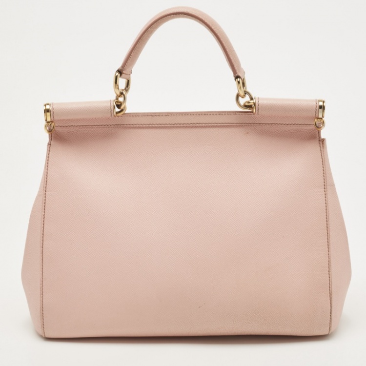 مملوكة مسبقًا Dolce & Gabbana Light Pink Leather Large Miss Sicily Top Handle Bag