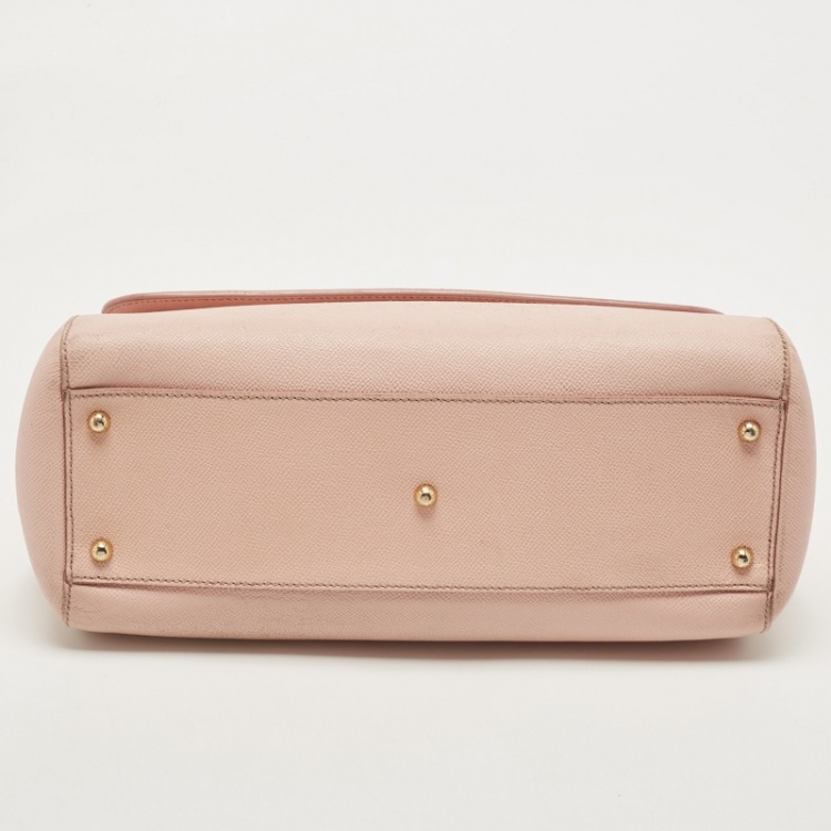 مملوكة مسبقًا Dolce & Gabbana Light Pink Leather Large Miss Sicily Top Handle Bag
