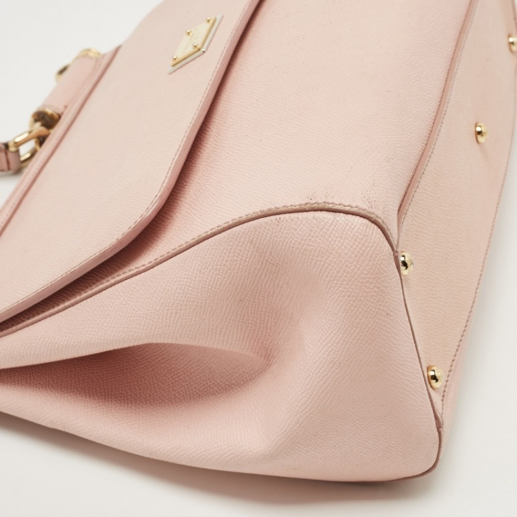 مملوكة مسبقًا Dolce & Gabbana Light Pink Leather Large Miss Sicily Top Handle Bag