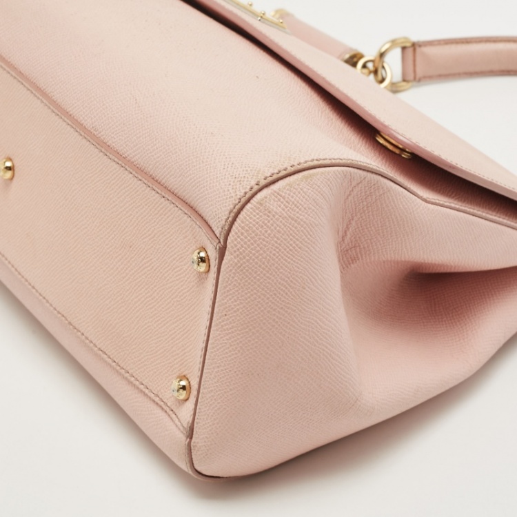 مملوكة مسبقًا Dolce & Gabbana Light Pink Leather Large Miss Sicily Top Handle Bag