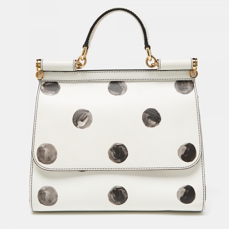 Dolce And Gabbana Miss Sicily Bag in White Polka Dots