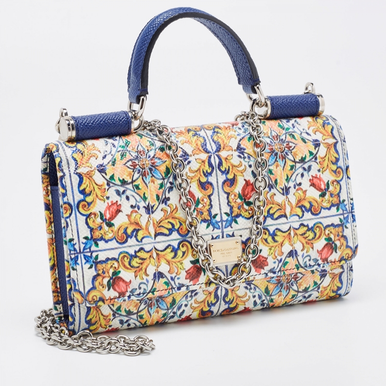 Pre Owned Dolce & Gabbana Multicolor Leather Miss Sicily Von Wallet on Chain