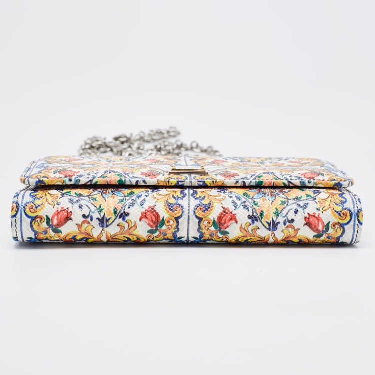 Pre Owned Dolce & Gabbana Multicolor Leather Miss Sicily Von Wallet on Chain