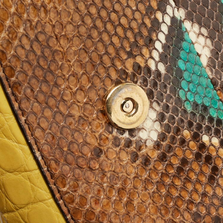 Pre Owned Dolce & Gabbana Multicolor Leather, Croc and Python Medium Miss Sicily Top Handle Bag