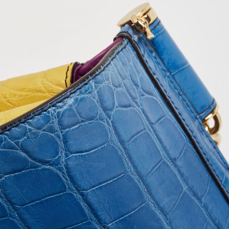 Pre Owned Dolce & Gabbana Multicolor Leather, Croc and Python Medium Miss Sicily Top Handle Bag