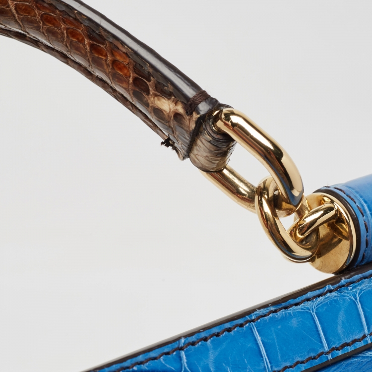 Pre Owned Dolce & Gabbana Multicolor Leather, Croc and Python Medium Miss Sicily Top Handle Bag