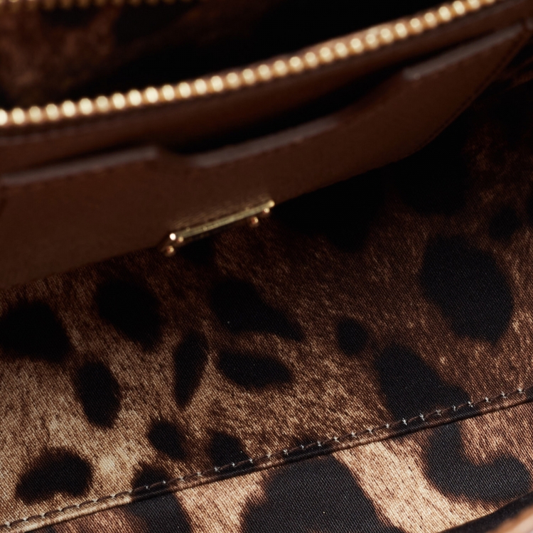 Pre Owned Dolce & Gabbana Brown Leather Medium Miss Sicily Top Handle Bag