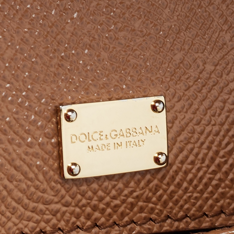 Pre Owned Dolce & Gabbana Brown Leather Medium Miss Sicily Top Handle Bag