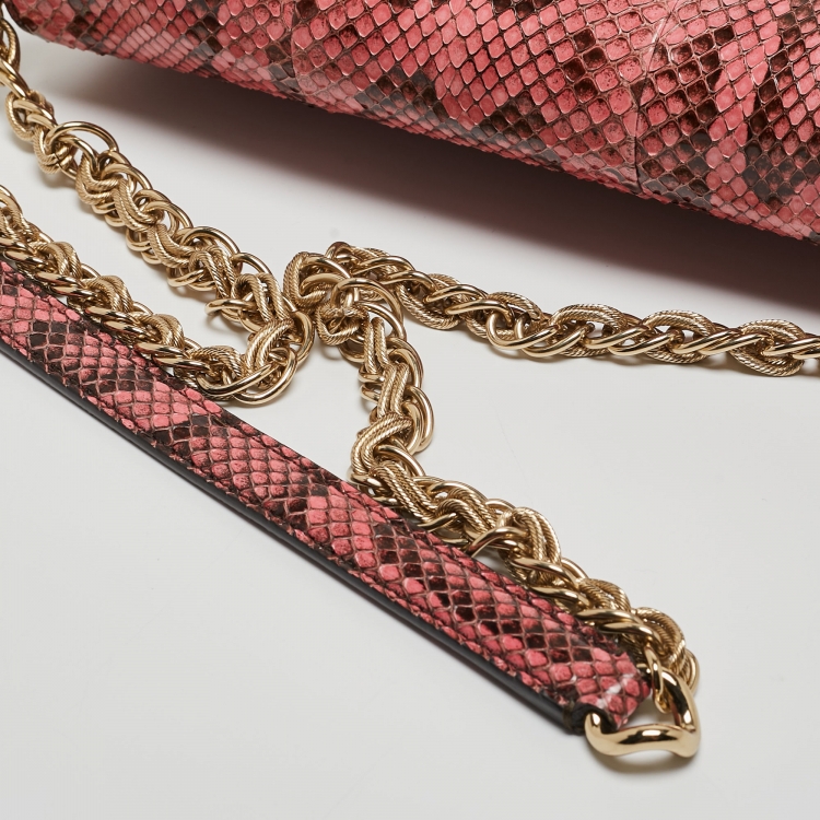 Pre Owned Dolce & Gabbana Pink Leather And Snakeskin DG Millenials Crossbody Bag