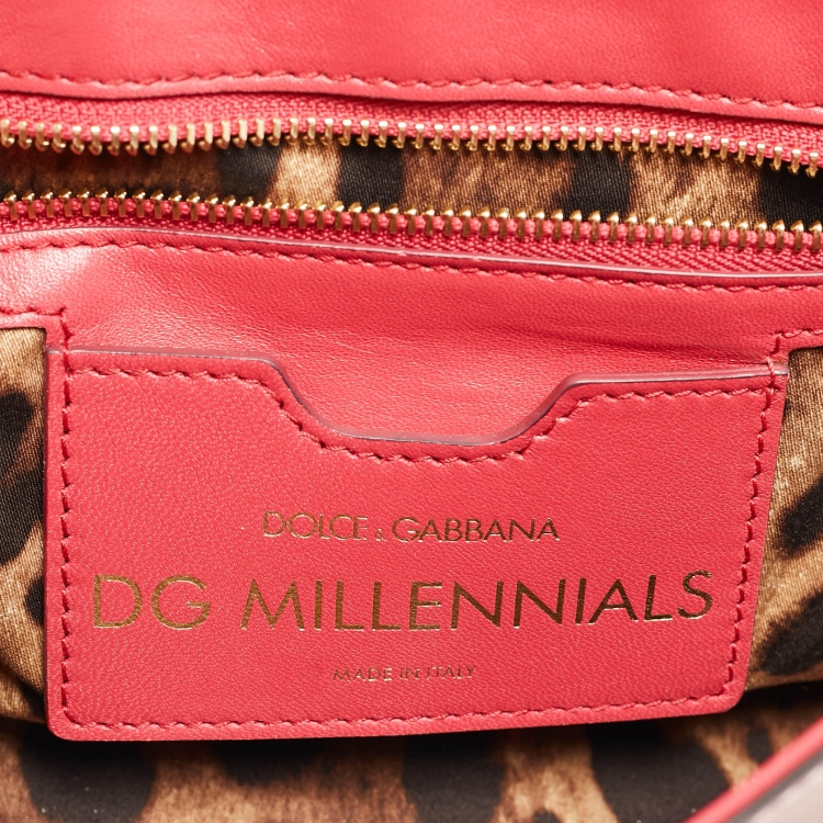 Pre Owned Dolce & Gabbana Pink Leather And Snakeskin DG Millenials Crossbody Bag