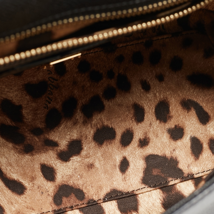 مملوكة مسبقًا Dolce & Gabbana Black Leather Medium Miss Sicily Top Handle Bag