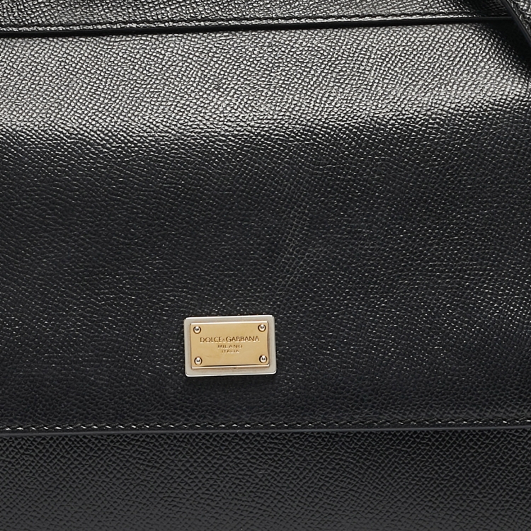 مملوكة مسبقًا Dolce & Gabbana Black Leather Medium Miss Sicily Top Handle Bag