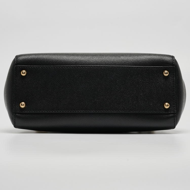 مملوكة مسبقًا Dolce & Gabbana Black Leather Medium Miss Sicily Top Handle Bag