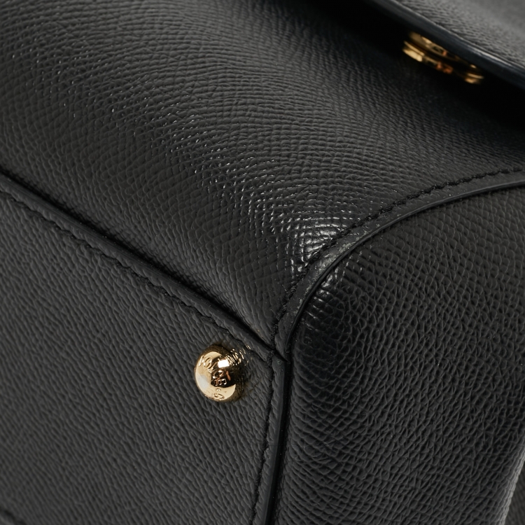مملوكة مسبقًا Dolce & Gabbana Black Leather Medium Miss Sicily Top Handle Bag