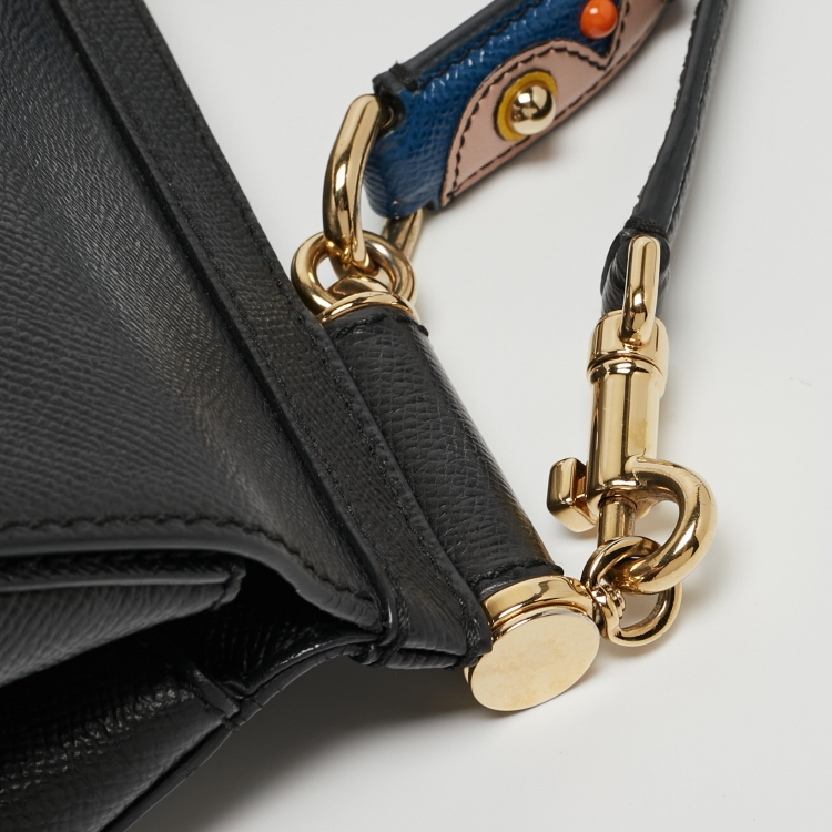 مملوكة مسبقًا Dolce & Gabbana Black Leather Medium Miss Sicily Top Handle Bag